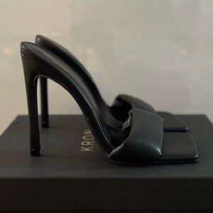 PrettyLittleThing Black Square-Toe Heels